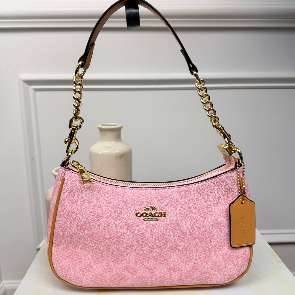 Coach Teri Shoulder Bag in Signature Canvas Powder Pink
